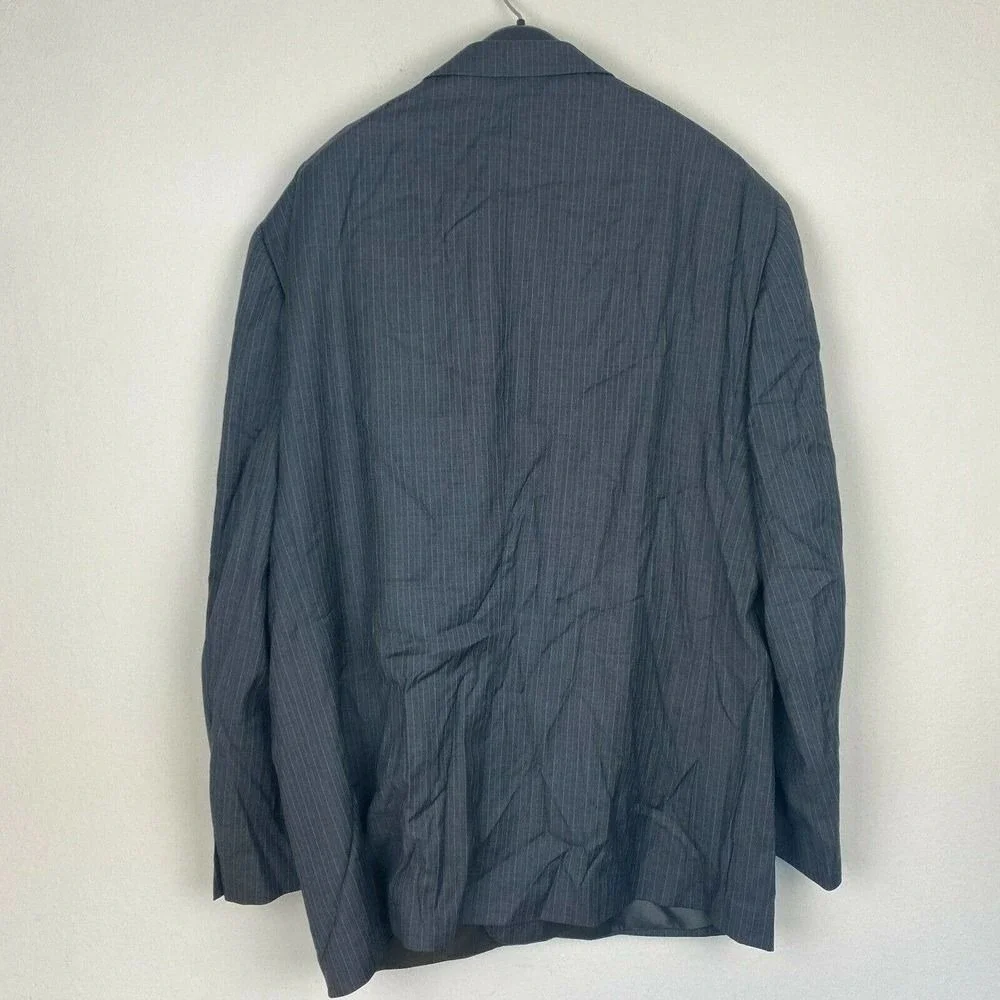 Lauren Ralph Lauren Mens 50R Grey Pinstripe‎ 100% Wool 2-Button Blazer Jacket